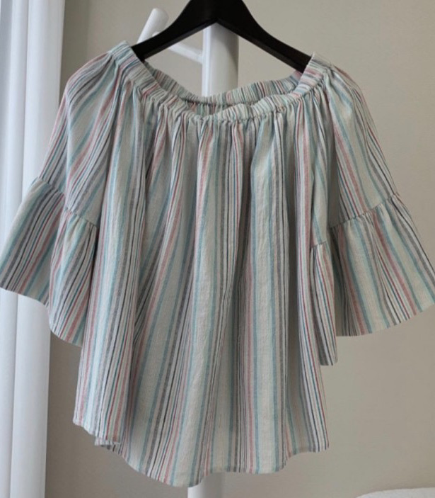 jsnewyork stripe off-shoulder blouse