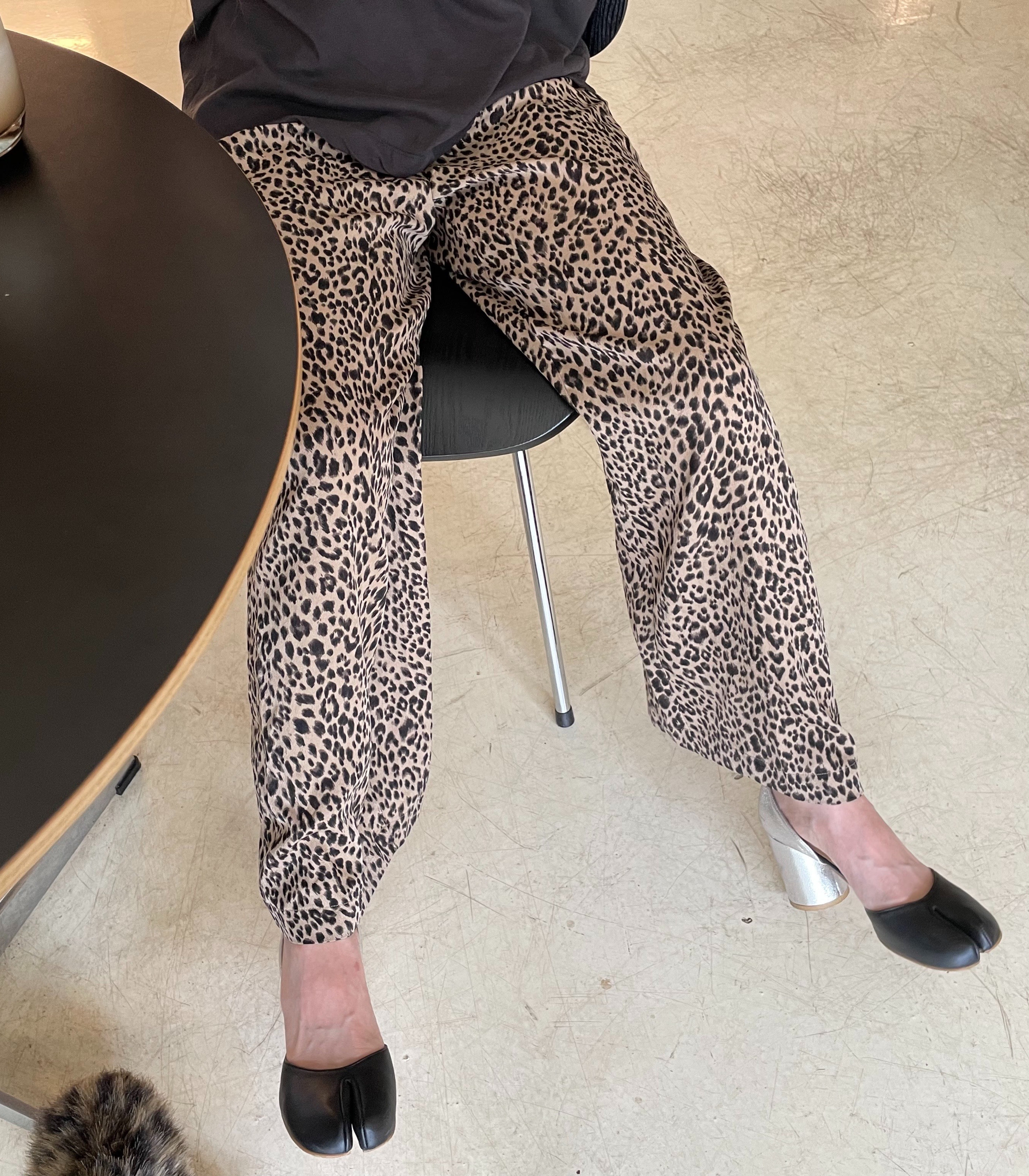 leopard wool pants