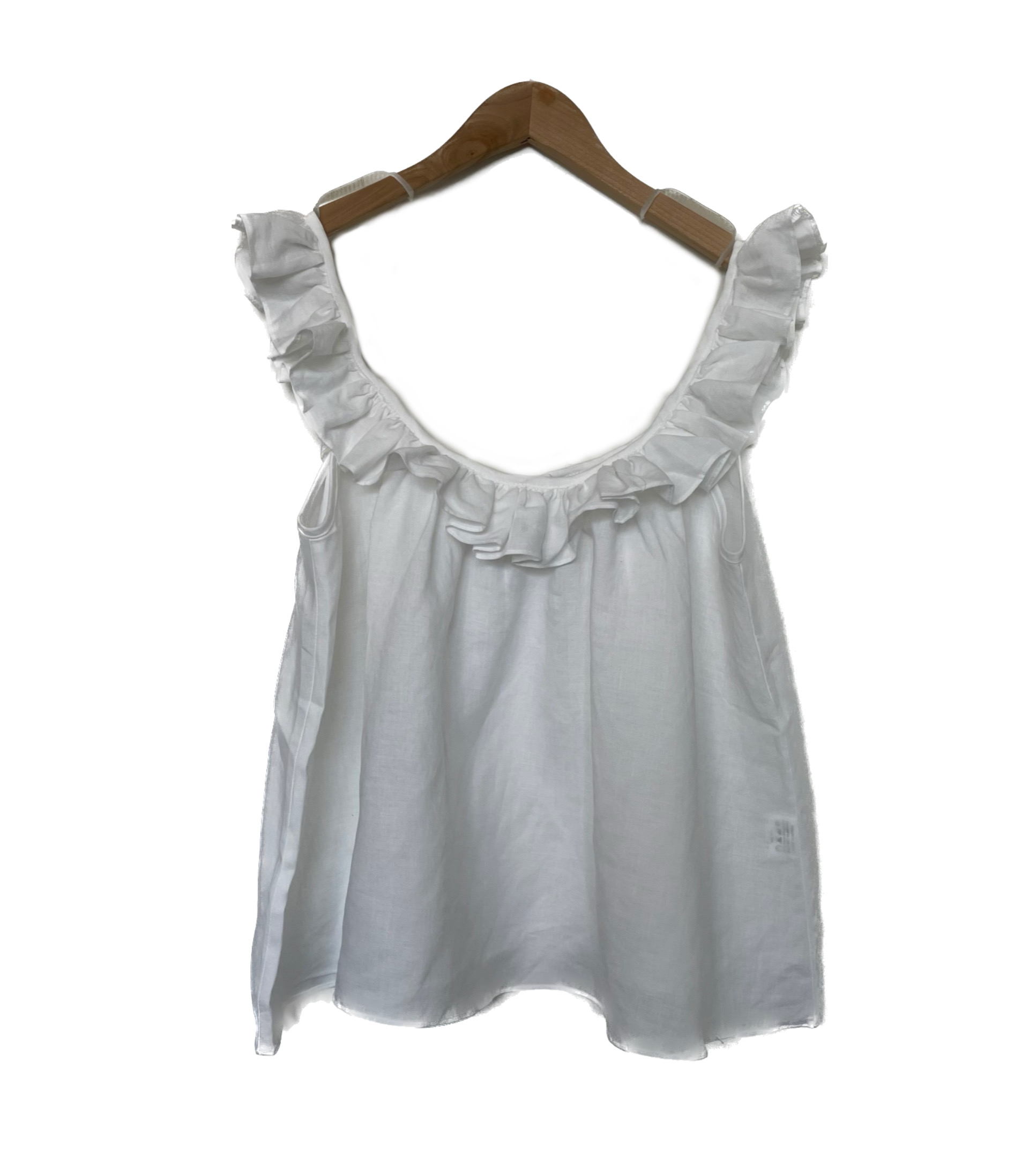 linen frill sleeveless blouse