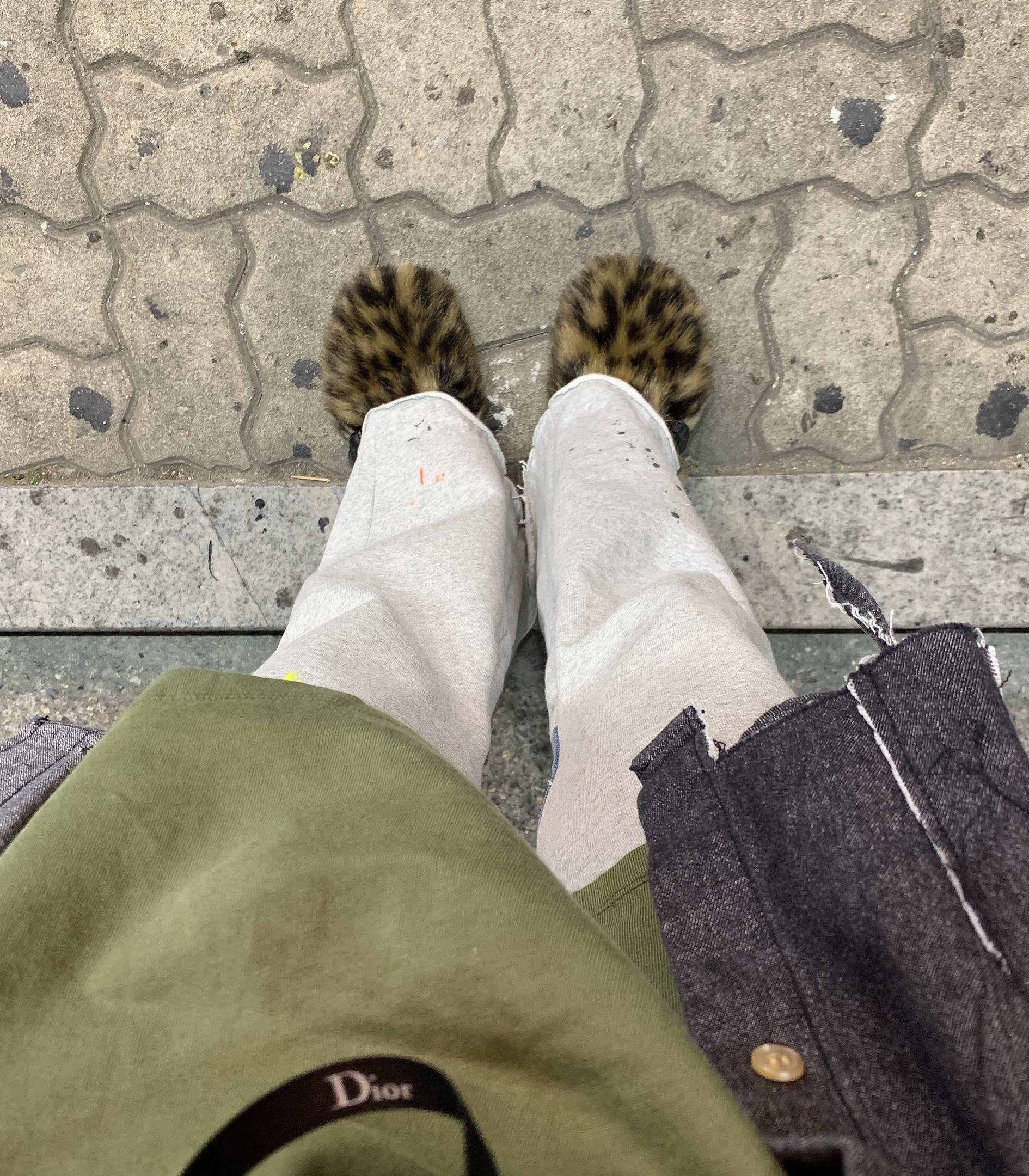 leopard fur slipper
