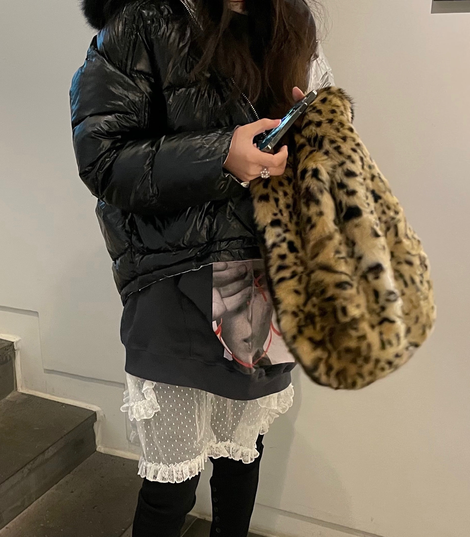 leopard fur bag