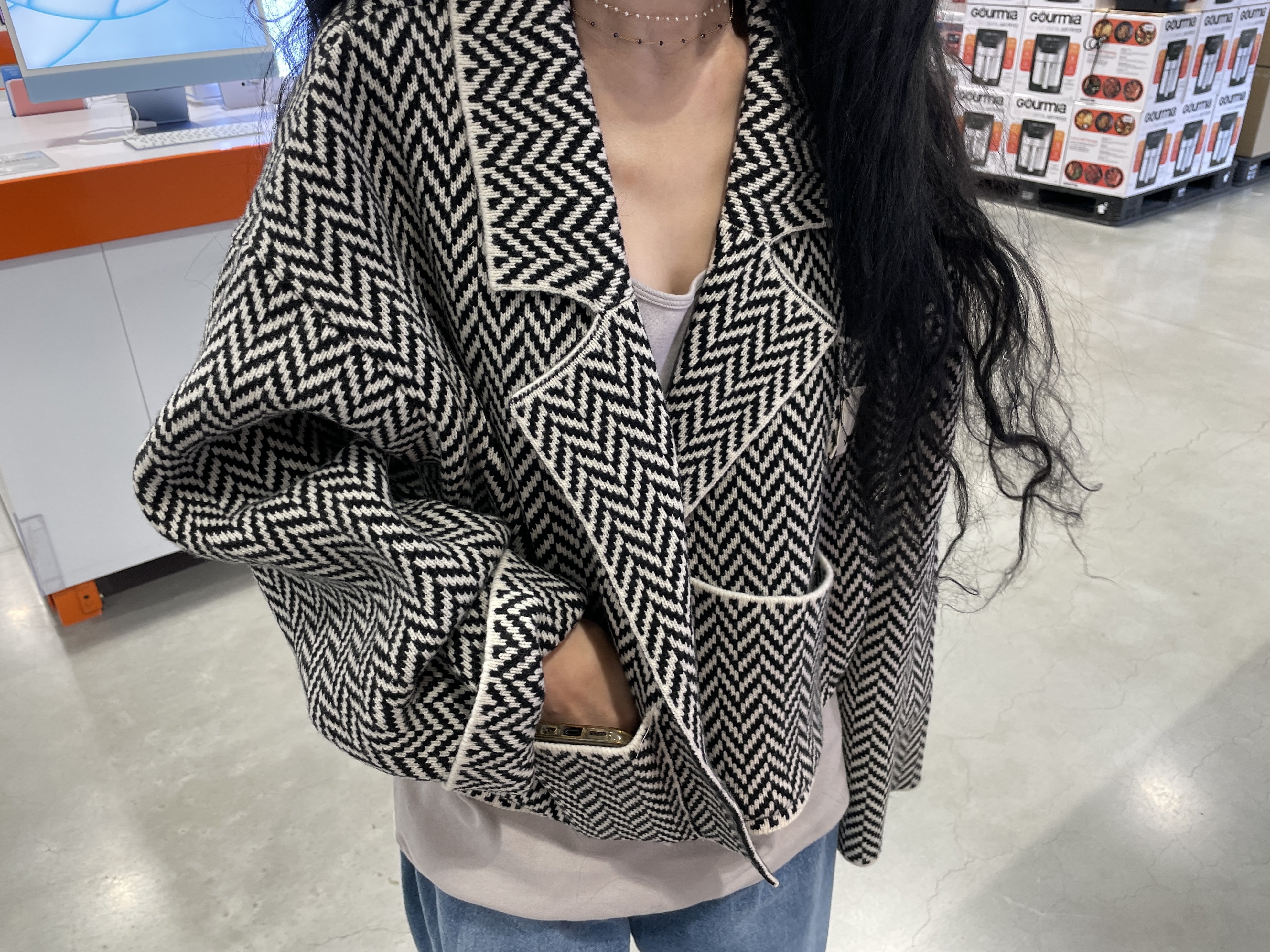 herringbone knit jacket